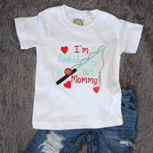 Load image into Gallery viewer, hooked-on-mommy-shirt-for-boys-distressed-denim-kids