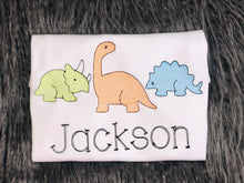 Load image into Gallery viewer, personalized-monogram-dinosaur-shirt-for-littles