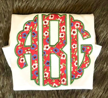 Load image into Gallery viewer, kids-girly-monogram-flower-print-southern-style-top