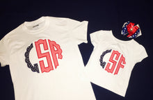 Load image into Gallery viewer, kid-s-handmade-monogram-tops-sports-team-sister-matching