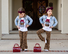 Load image into Gallery viewer, girly-stacked-pumpkin-tee-for-kids-leopard-drama-fancy-girls