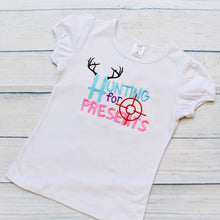 Load image into Gallery viewer, Hunting For Presents Funny Christmas Shirt for Kids + Baby Onesies