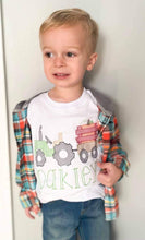 Load image into Gallery viewer, Tractor Pumpkin Kids Tee w Monogram