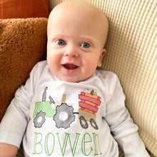 Load image into Gallery viewer, Tractor Pumpkin Kids Tee w Monogram