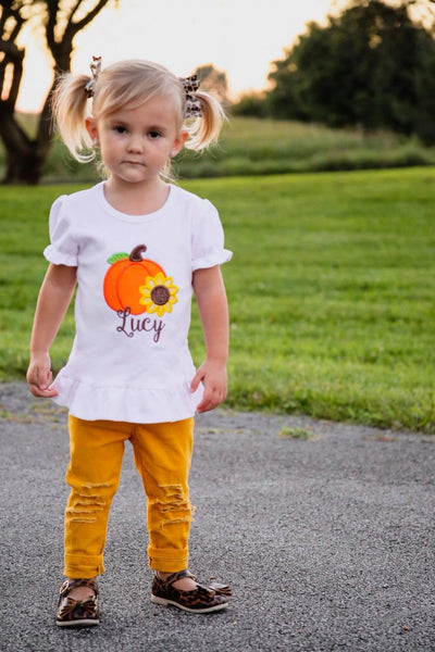 Sunflower Pumpkin Personalized Shirts for Kids