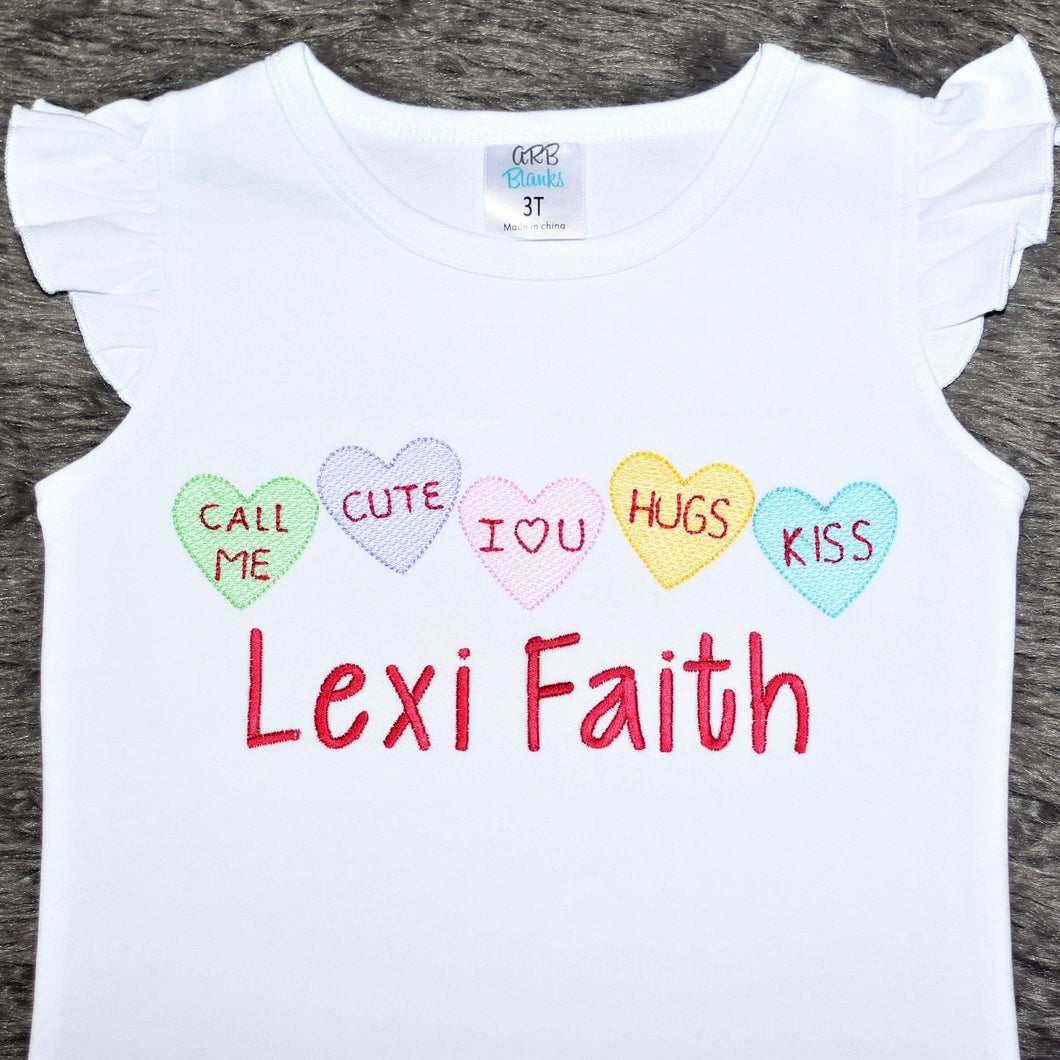 Conversation Hearts Top for Kids - Valentines Day