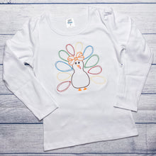 Load image into Gallery viewer, Vintage Bow Turkey Top for Girls - Thanksgiving Shirt or Onesie
