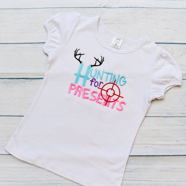 Hunting For Presents Funny Christmas Shirt for Kids + Baby Onesies
