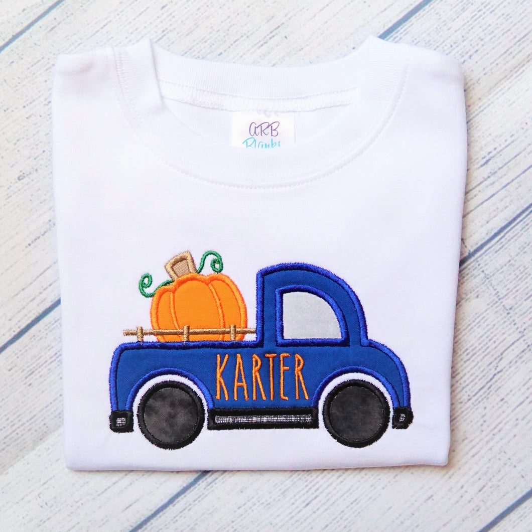 Truck Pumpkin Shirt with Monogram for Kids